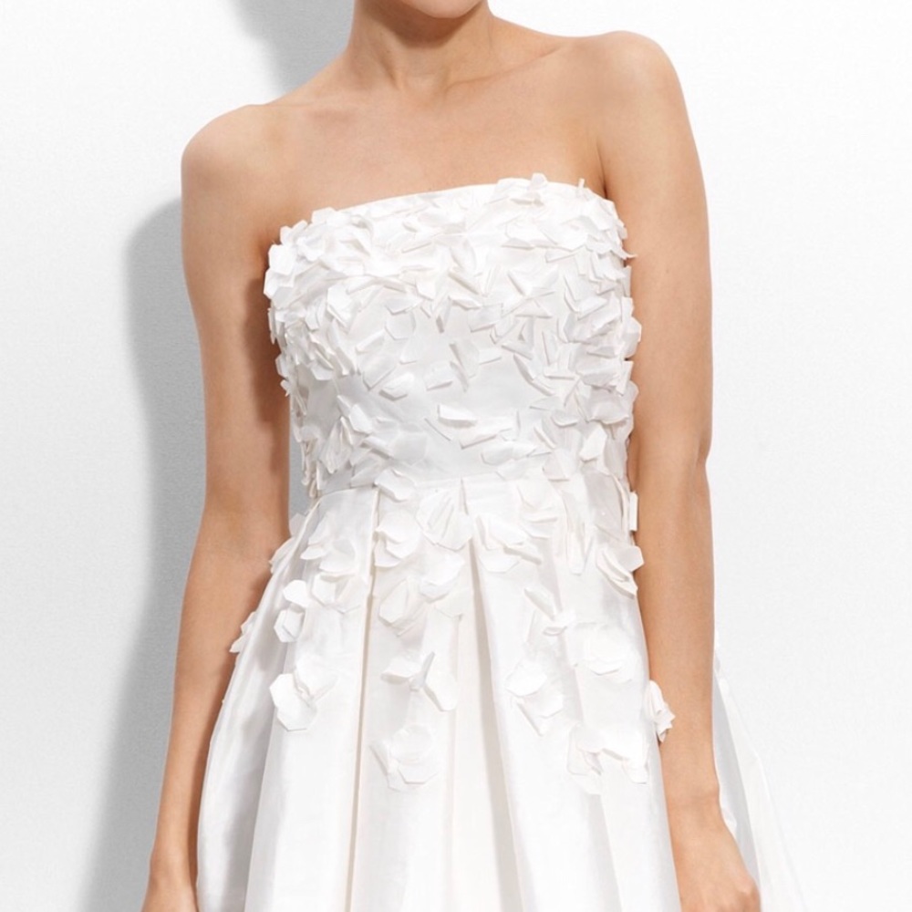 Calvin Klein white petal strapless short dress